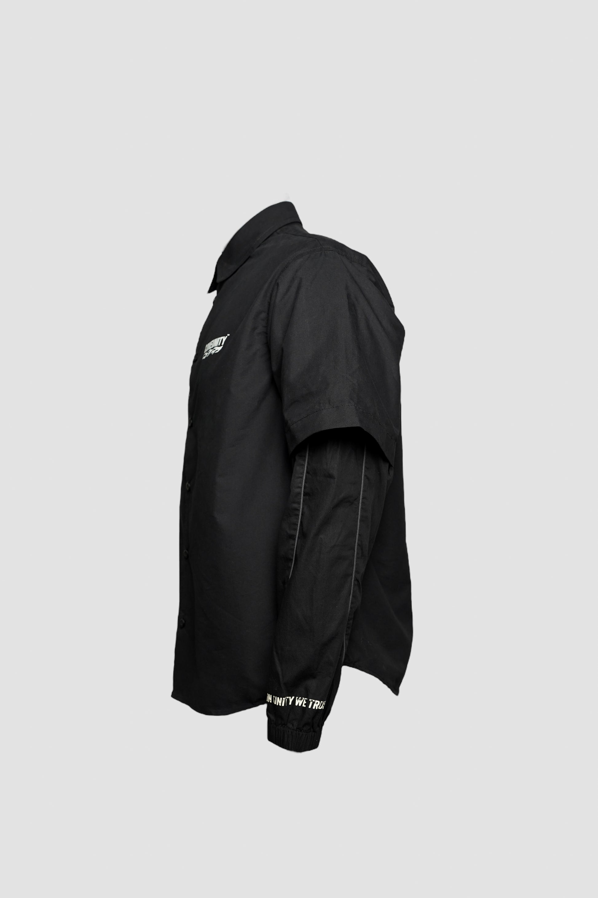 COMEUNITY's Unity Racing Dual Hand Streetwear Shirt on a white background