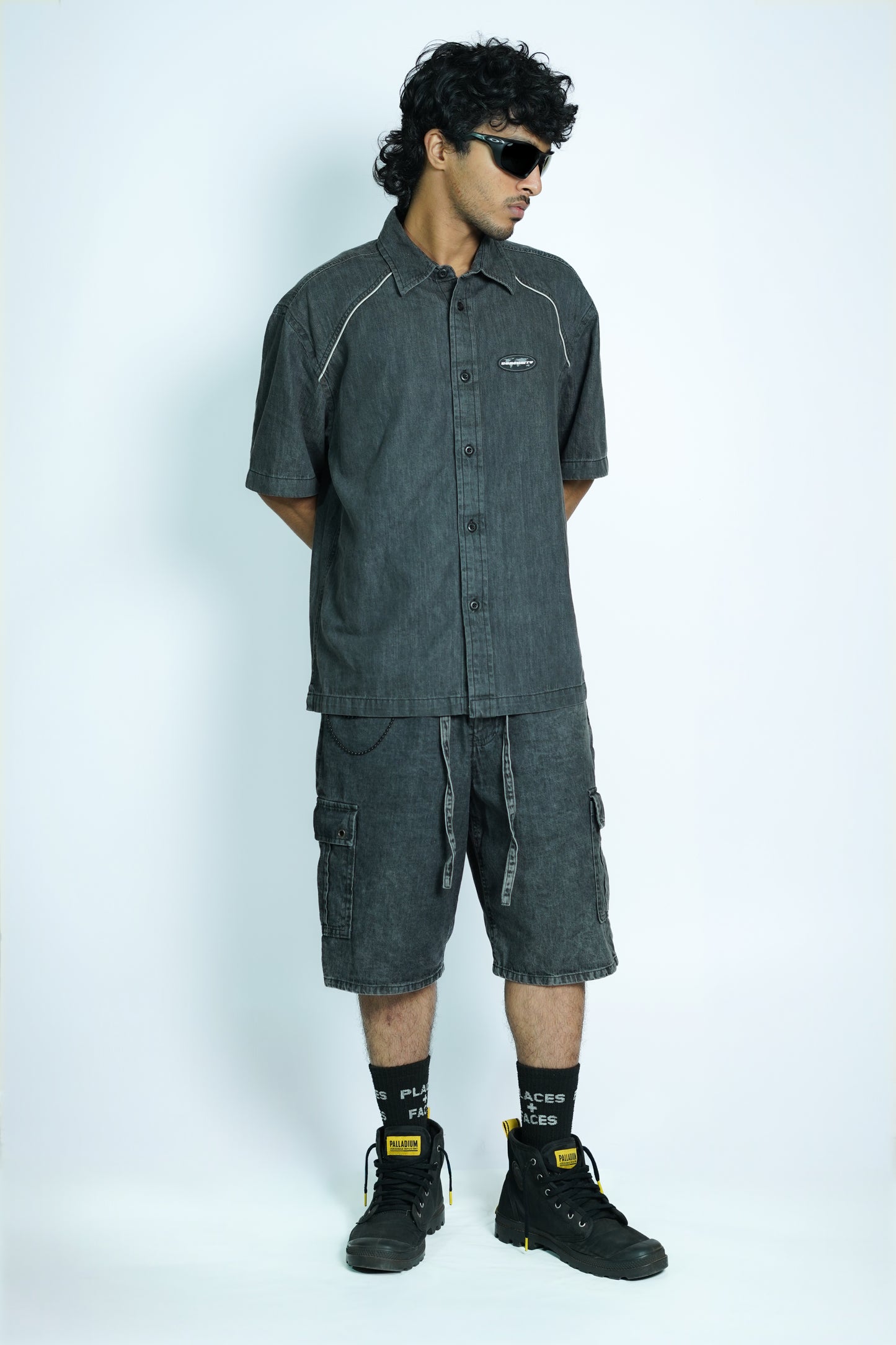 COMEUNITY Washed Denim Jorts 
Image