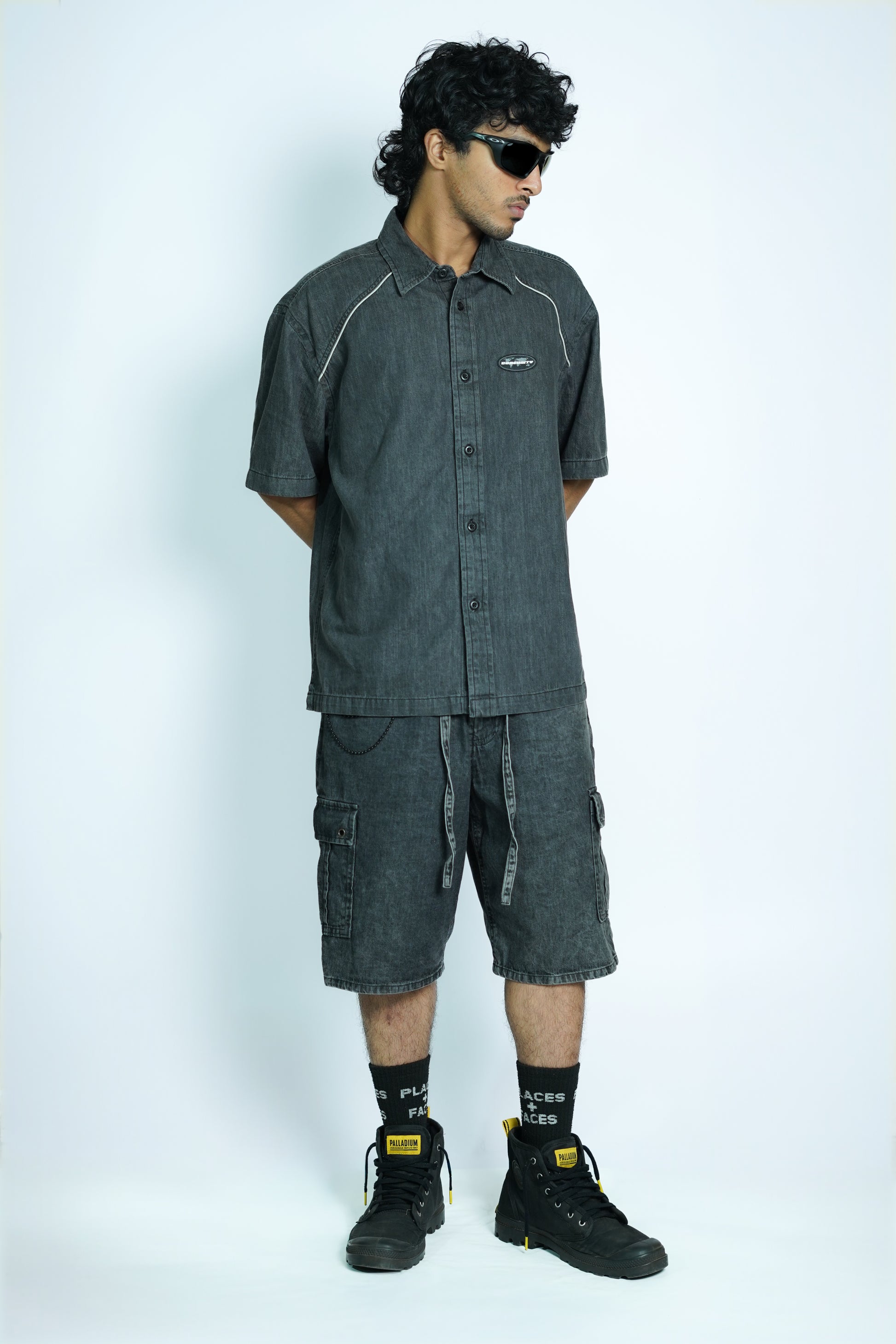COMEUNITY Washed Denim Jorts 
Image
