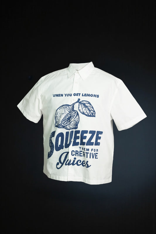 COMEUNITY White & Blue Lemonade Shirt Front Side Image